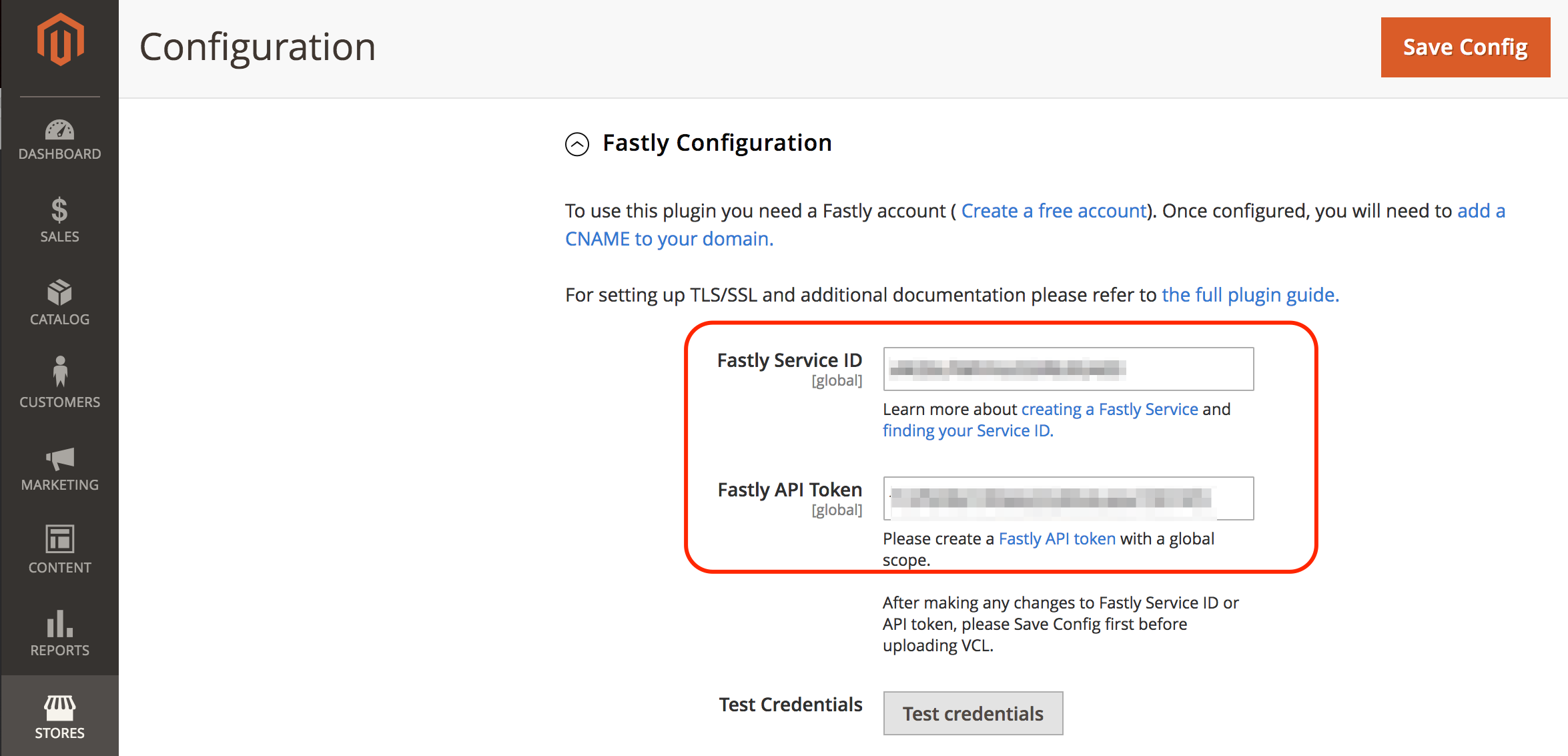 Fastly credentials Admin UI