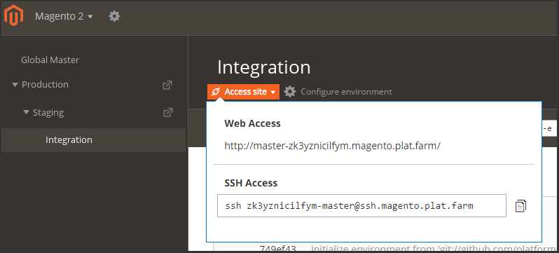 Access your project by URL or SSH