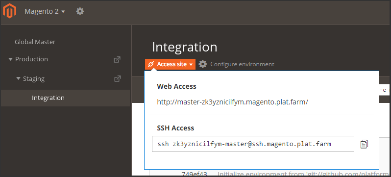 Use the Project Web Interface to manage environments