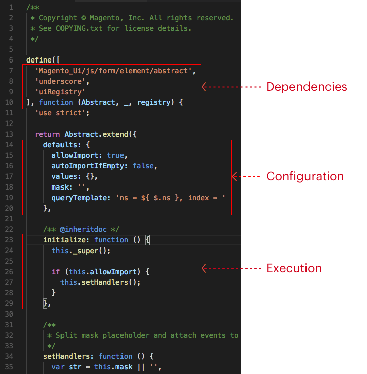 JavaScript class implementation of a UI component