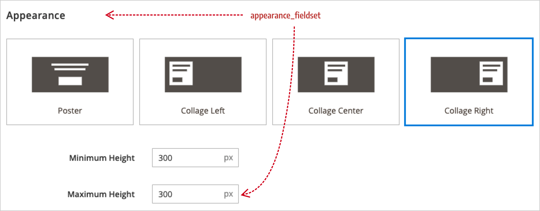 Appearance fieldset