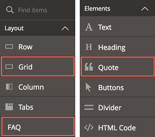 Content type examples shown in panel